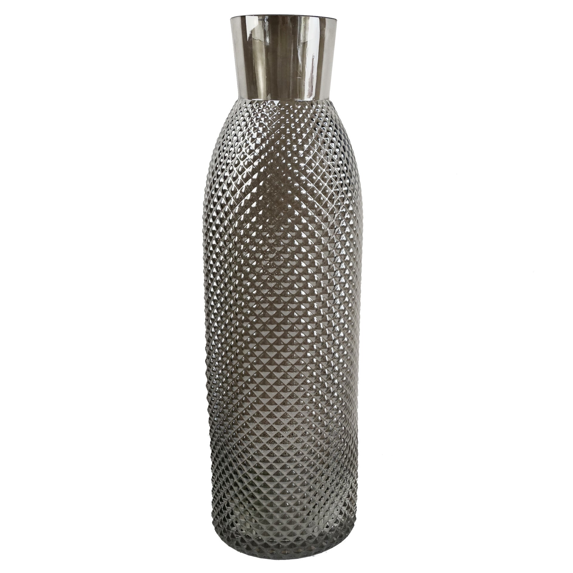 50cm Rauchgraue, hohe Diamant-Glasvase