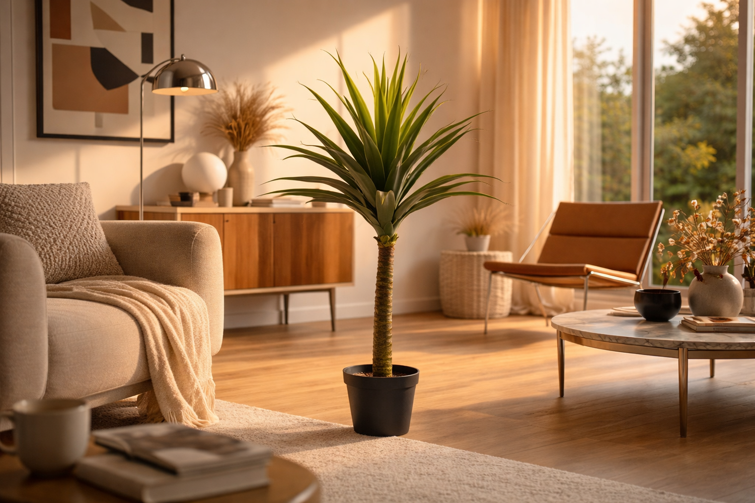 Tropical Realistic Artificial Spiky Yukka Plants in Pots