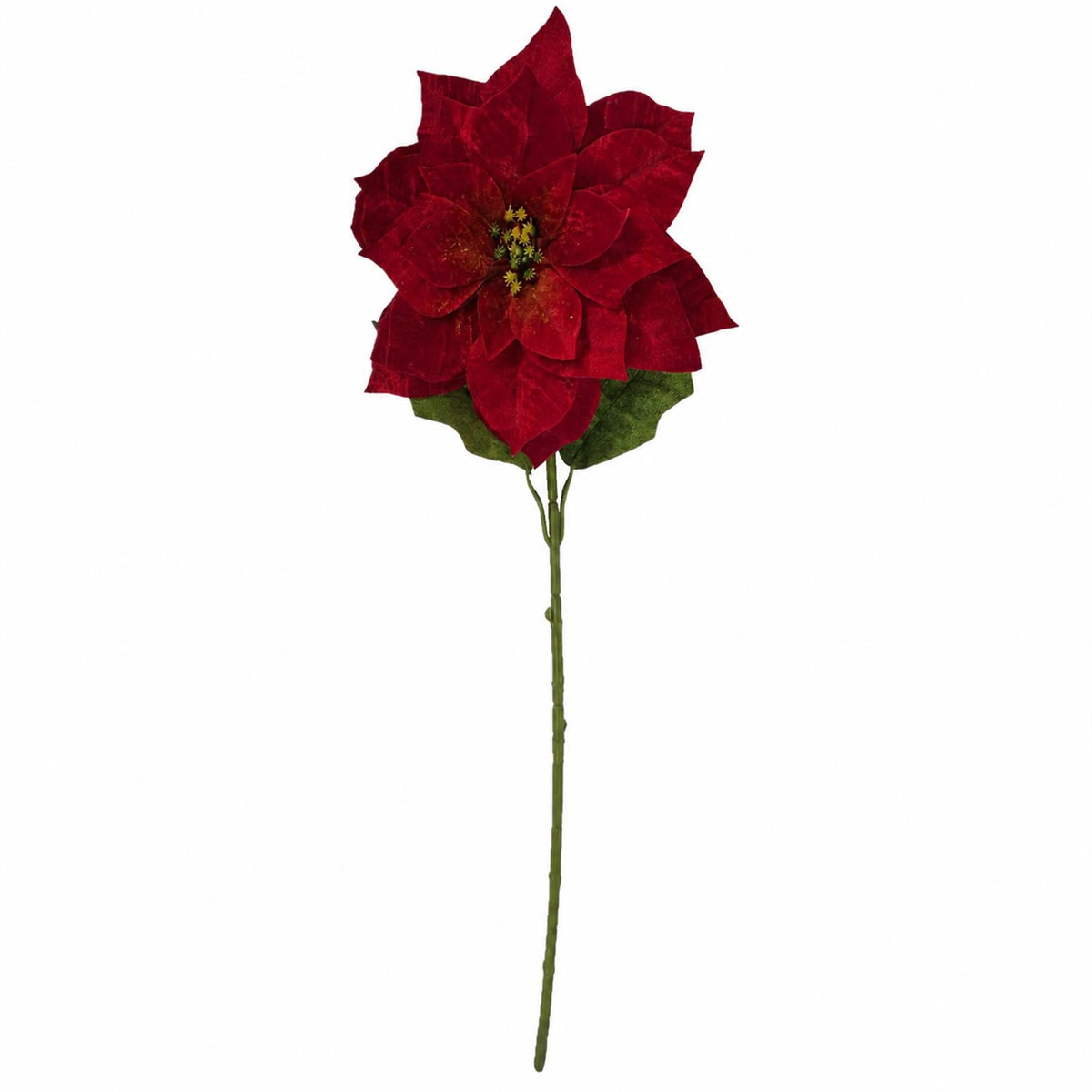 80cm Artificial Luxury Red Velvet Poinsettia Stem – image 2