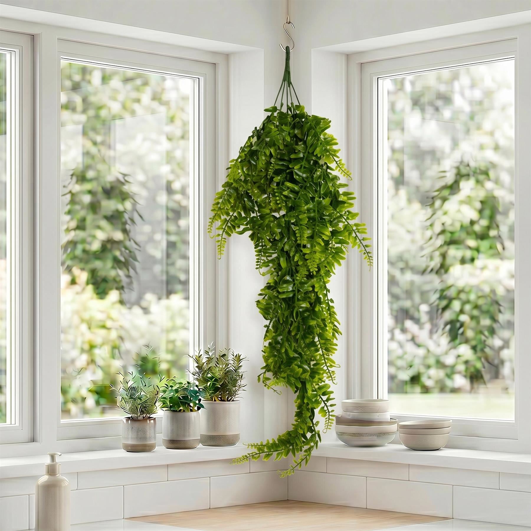 75cm Künstlicher Hänge-Farnbusch Faux-Grünpflanze