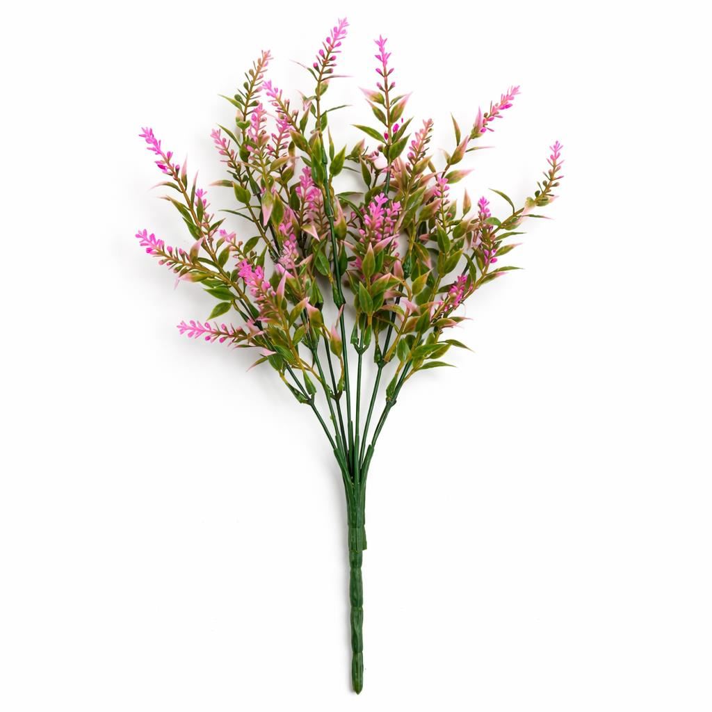 34cm Artificial Heather Stem Plant - Pink - Pack of 6