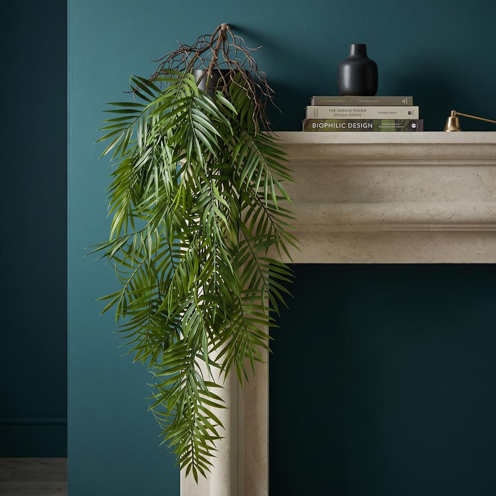 90cm Künstliche Hänge-Palmfarnpflanze, tropisches Kunstgrün