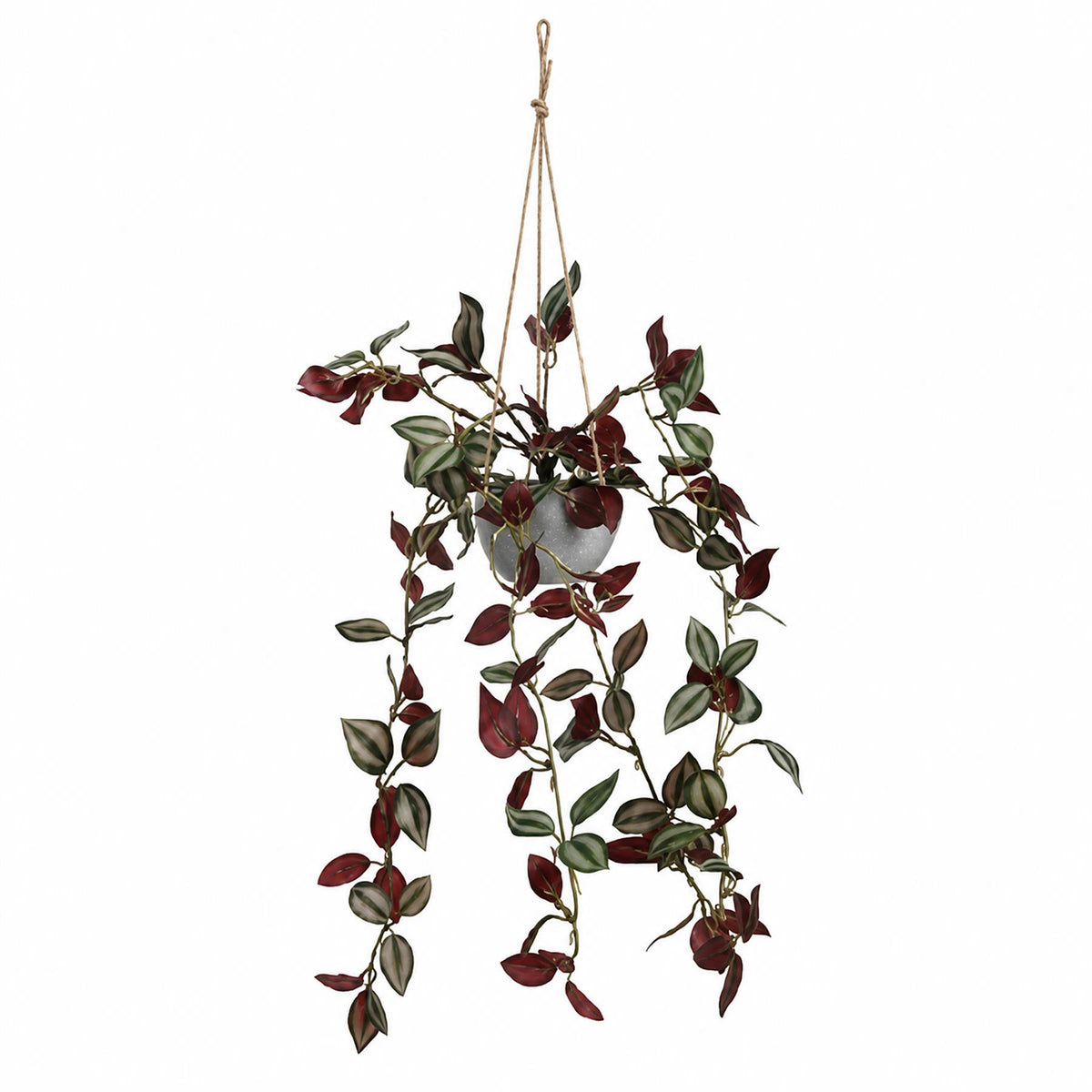 70cm Artificial Tradescantia Hanging Plant in Grey Pot