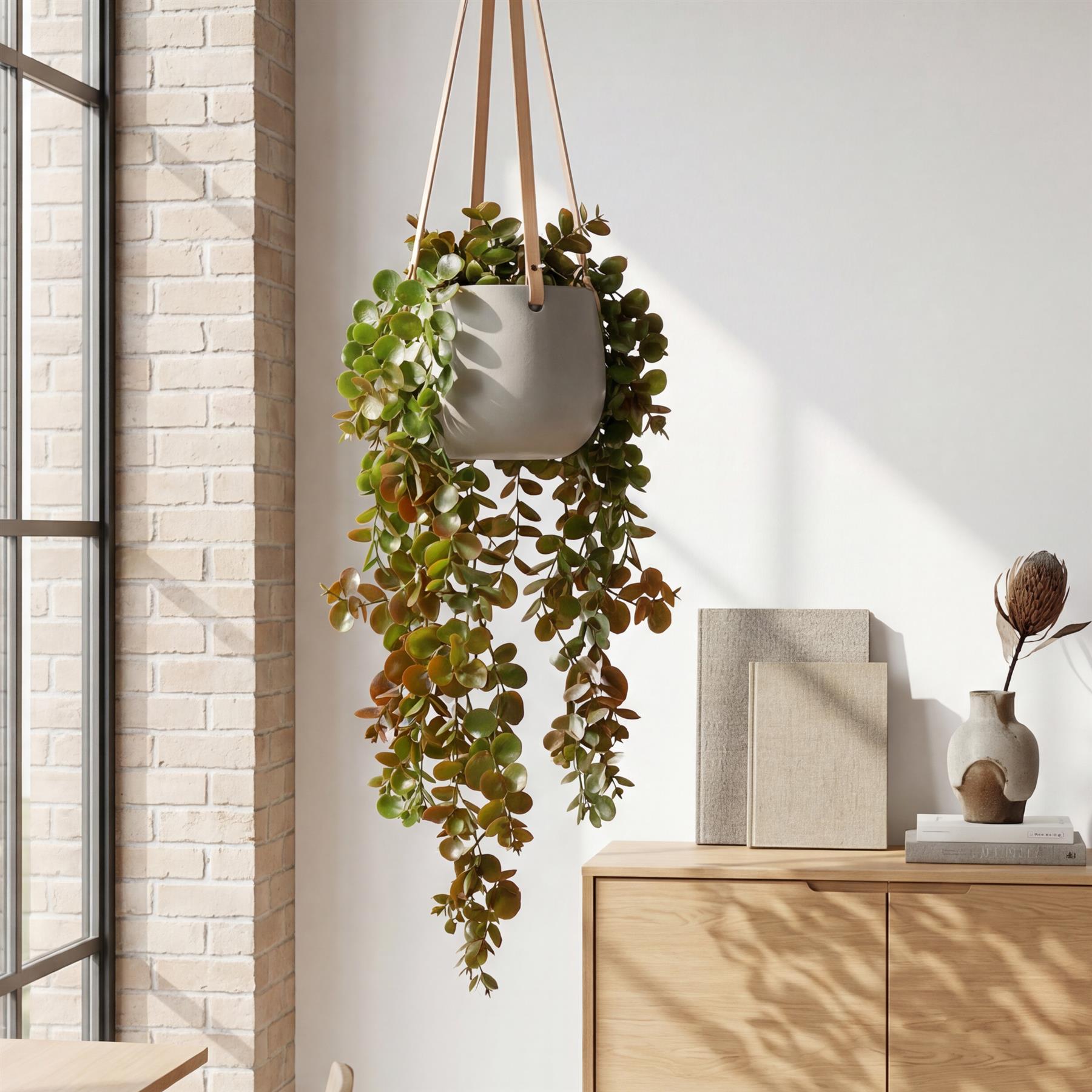 75cm Artificial Trailing Round Leaf Hanging Foliage Plant - Autumn Green & Bronze