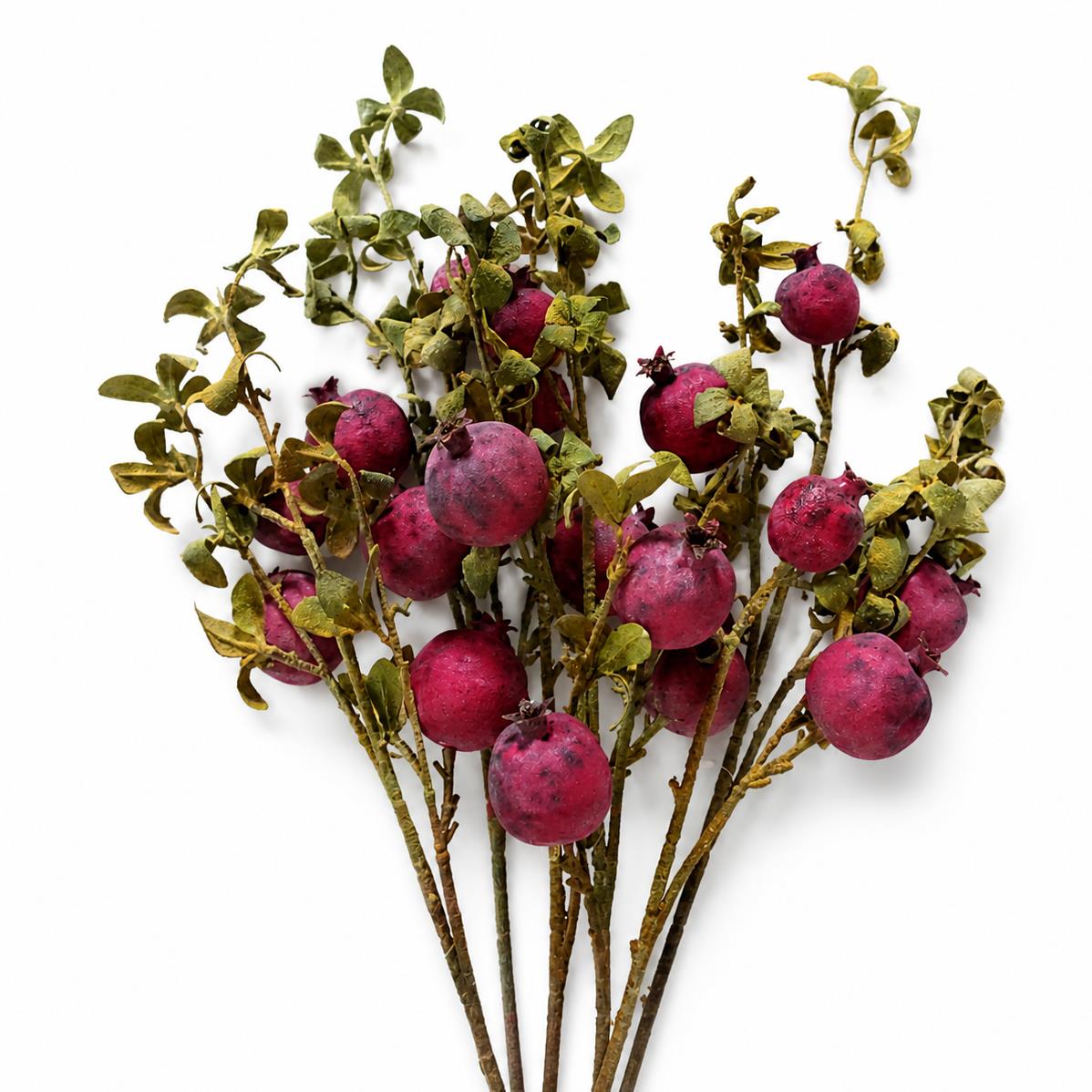 75cm Artificial Pomegranate Stem – Purple / Pack of 6