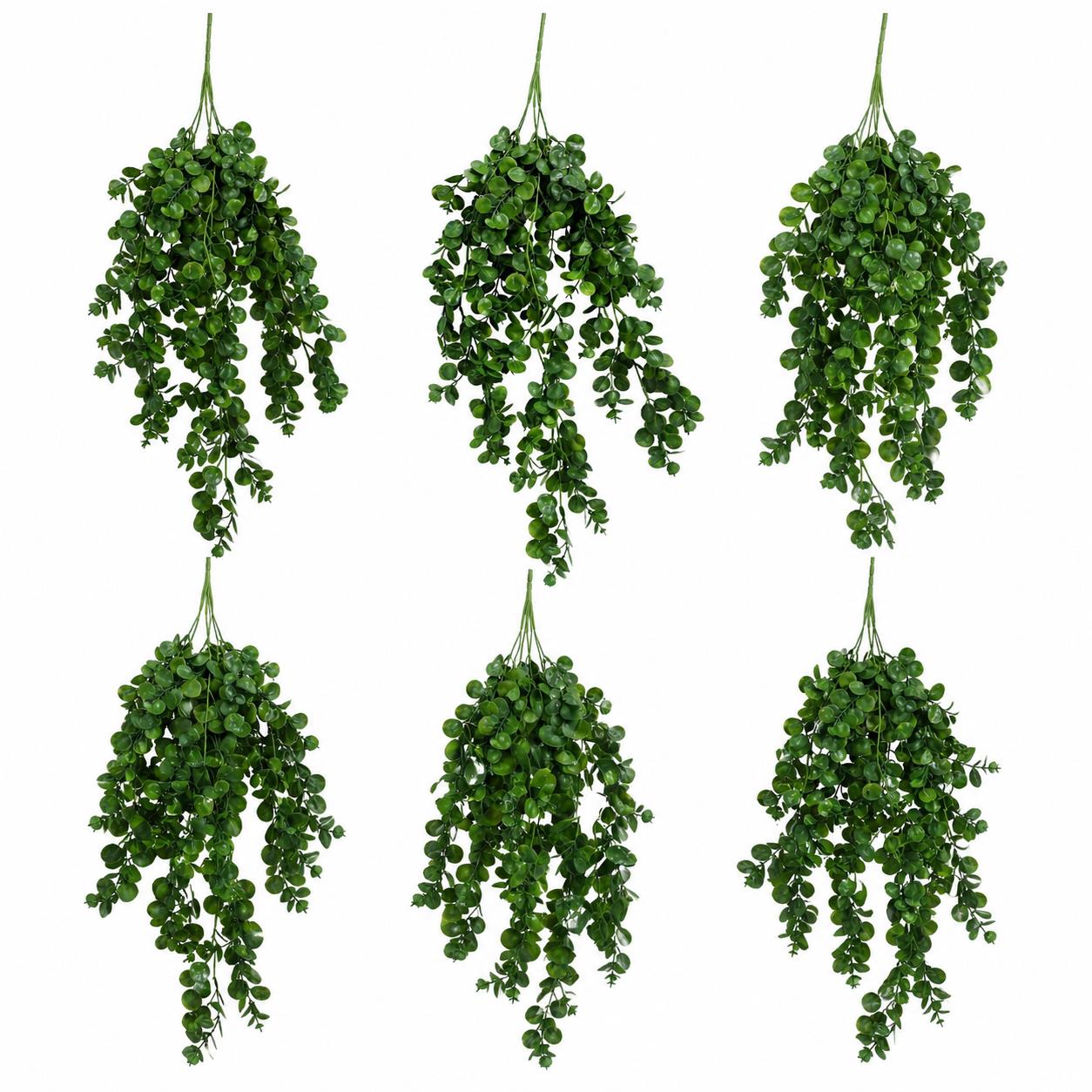 75cm Artificial Trailing Round Leaf Hanging Foliage Plant - Deep Forest Green - Pack of 6