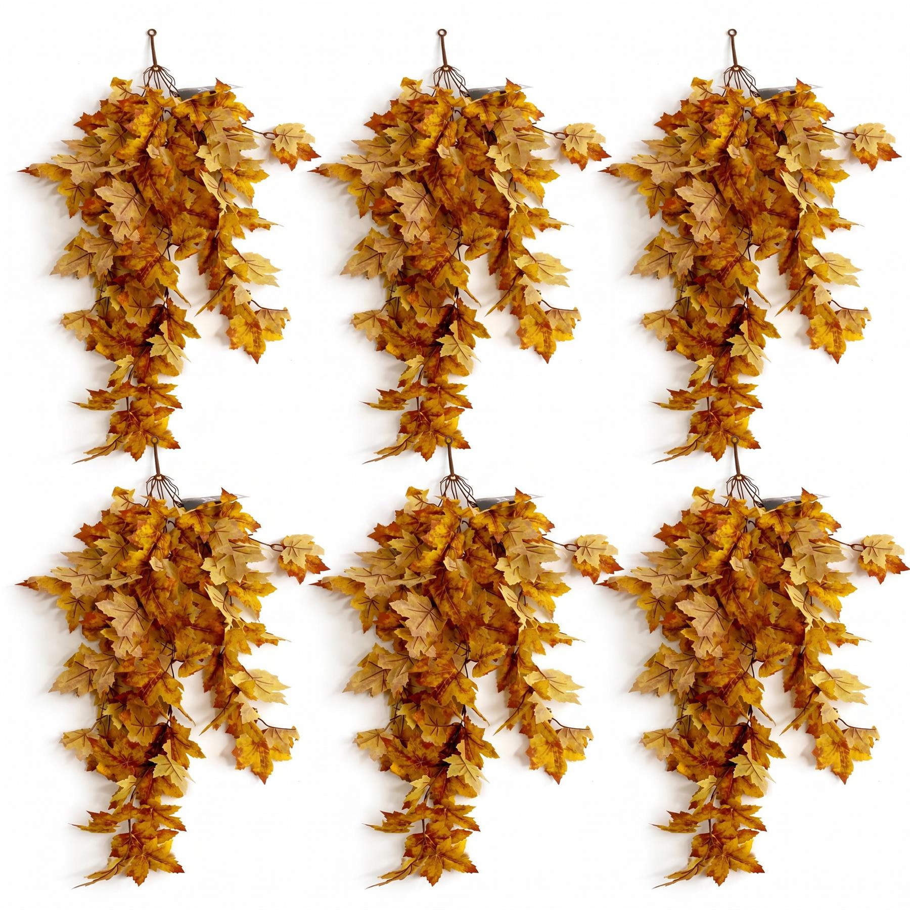 70cm Artificial Trailing Grape Ivy Plant Faux Hanging Foliage - Yellow - Pack of 6