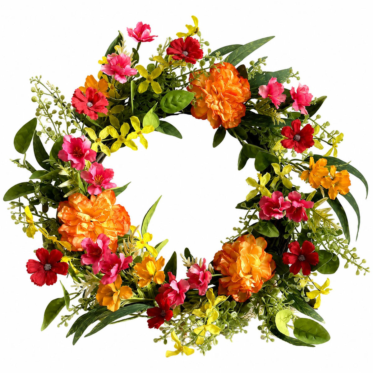 50cm Artificial Bright Spring Flower Wreath – image 3