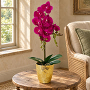 54cm Artificial Orchid Plant - Dark Pink Gold Pot