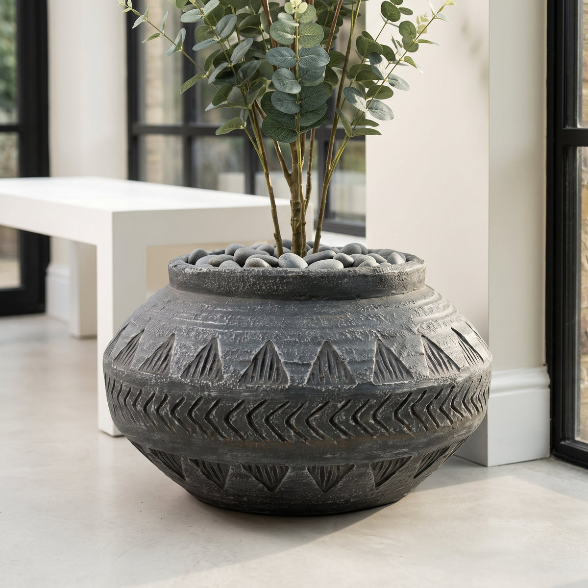 21cm x 40cm Large Grey Gliese Triangle Planter