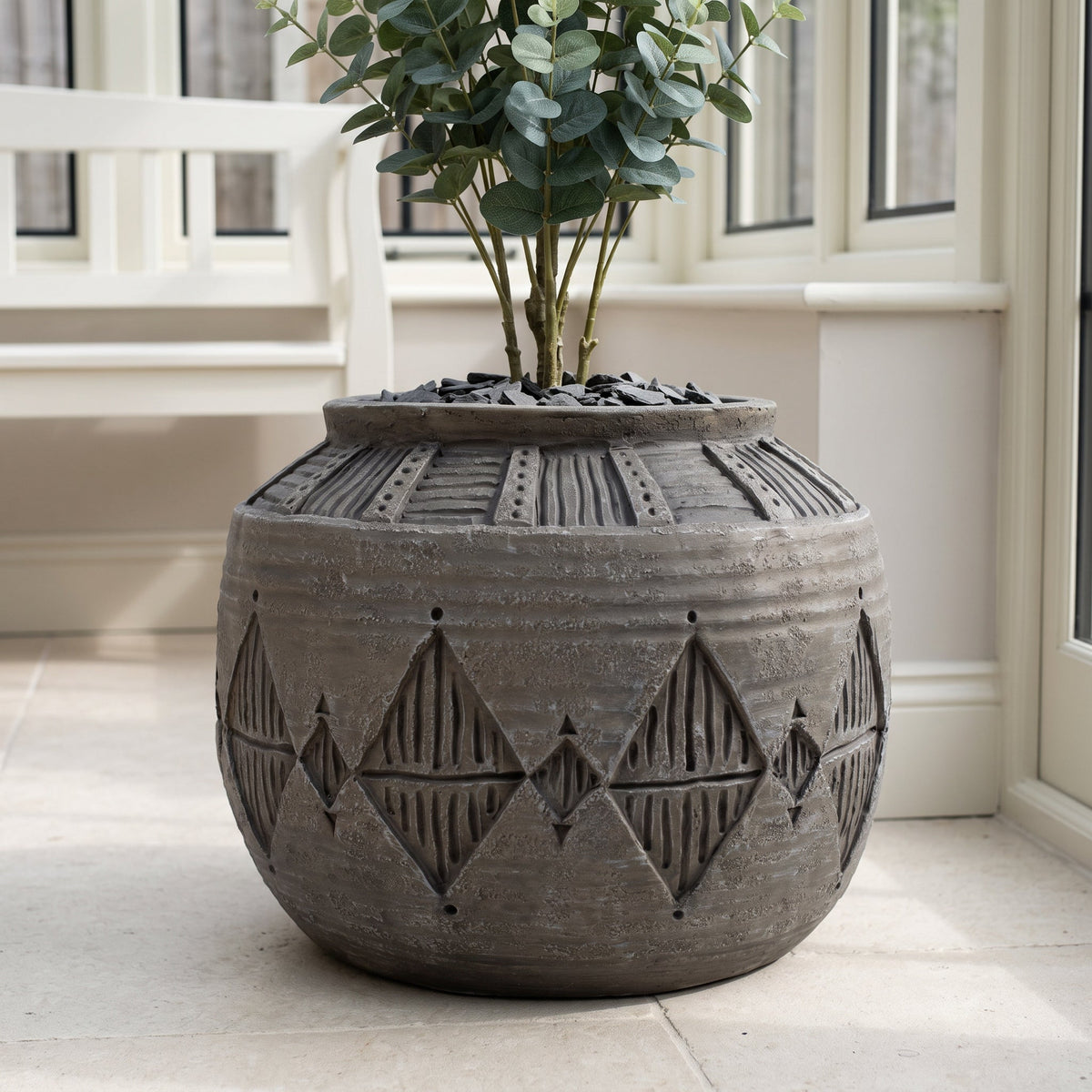 26cm x 36cm Large Grey Gliese Diamond Planter