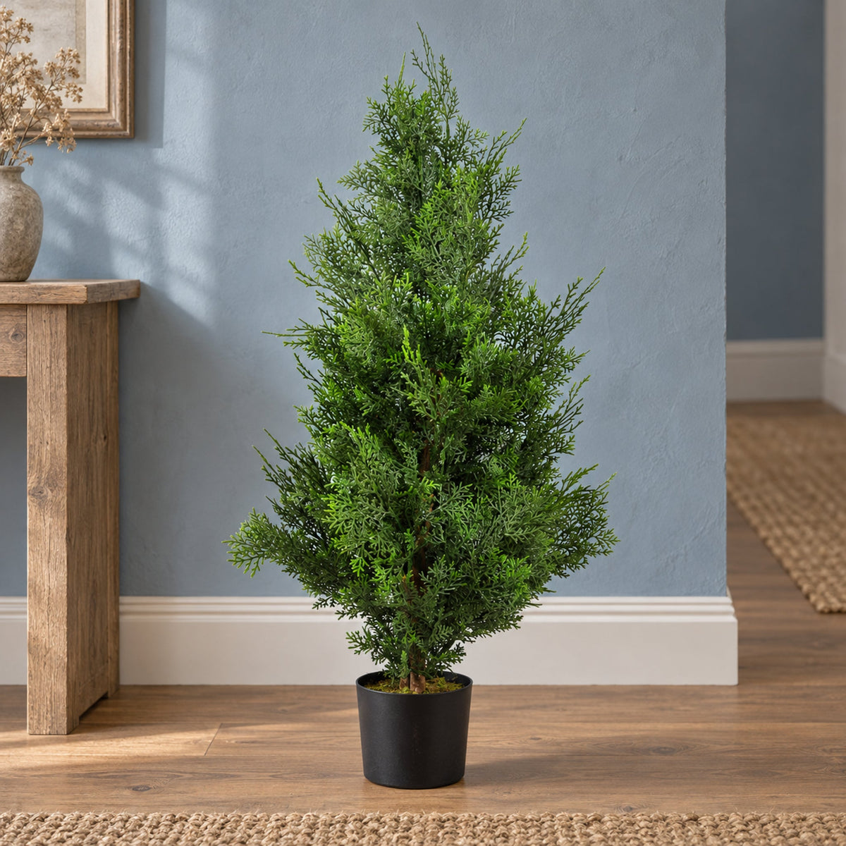 Artificial Cypress Topiary Tree With Natural Wood Trunk