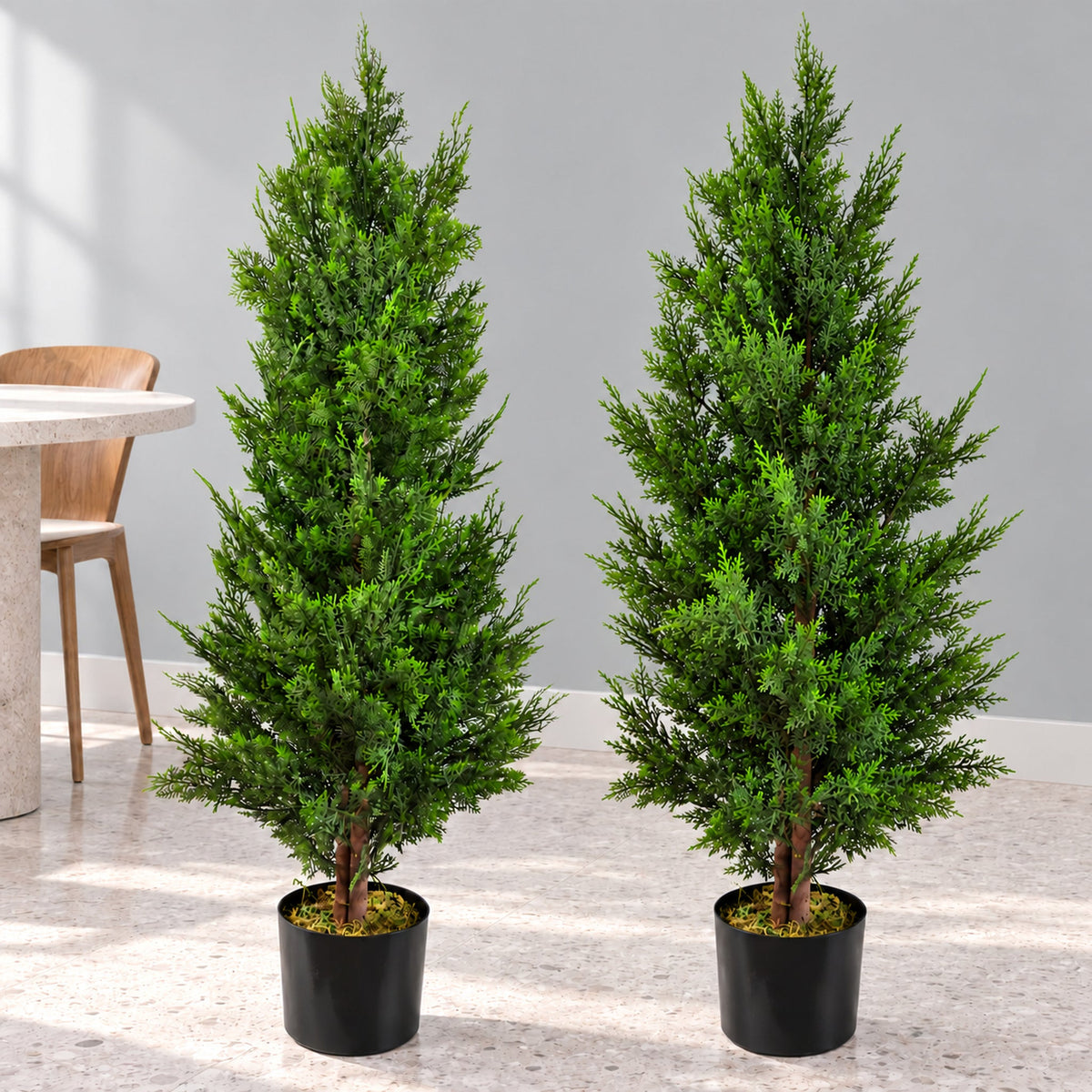 Artificial Cypress Topiary Tree With Natural Wood Trunk