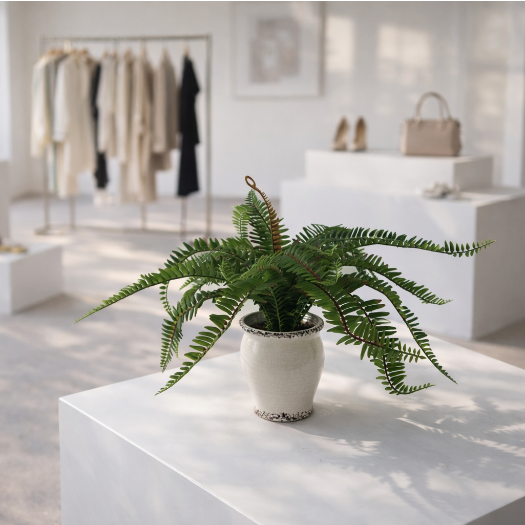 40cm Artificial Fern Bush in Decorative Planter