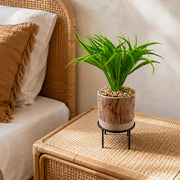 35cm Artificial Grass with Ceramic Planter & Metal Stand