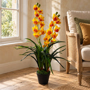 90cm Artificial Cymbidium Orchid Plant - Extra Large - Yellow Flowers