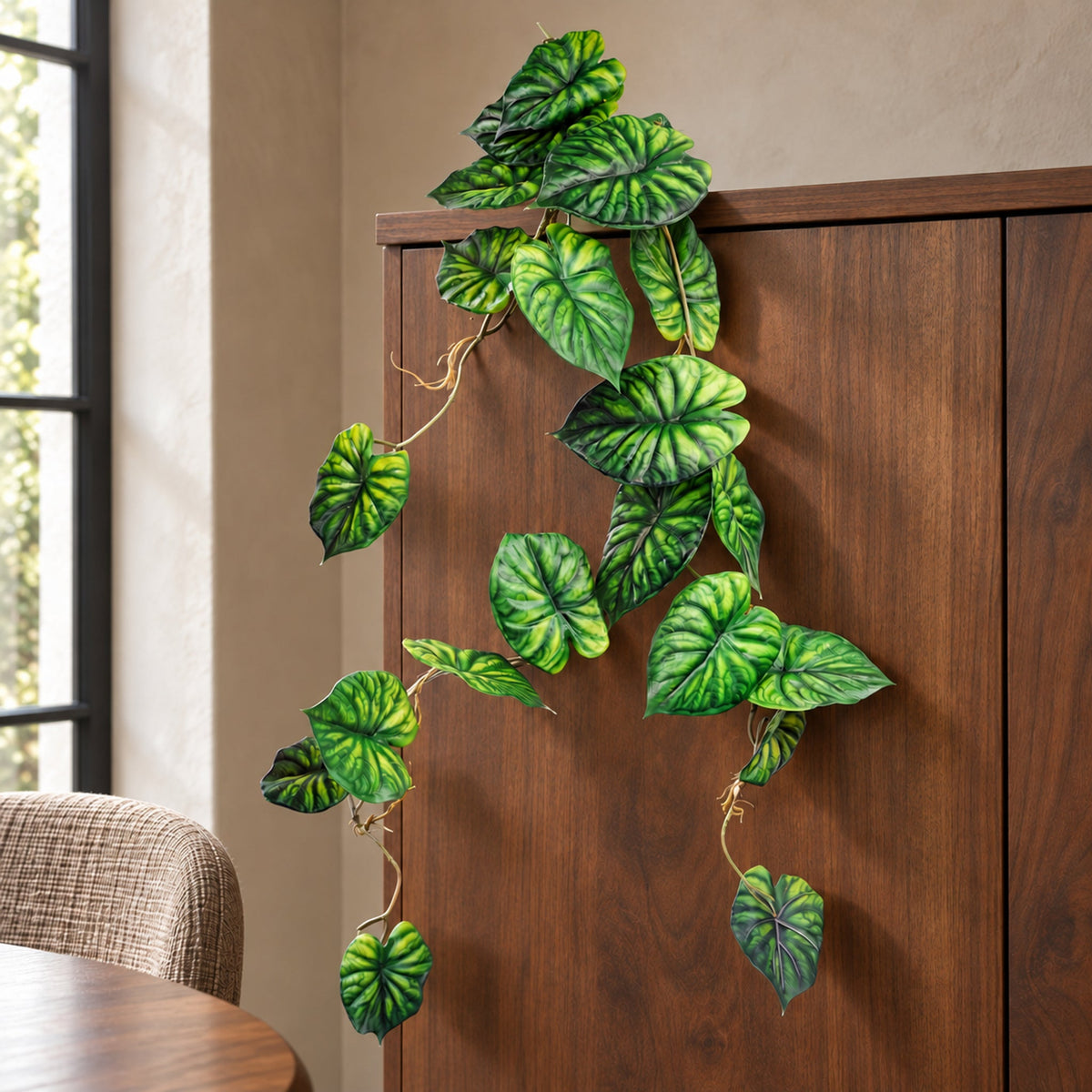 120cm Artificial Hanging Trailing Plant Alocasia Dragon Scale