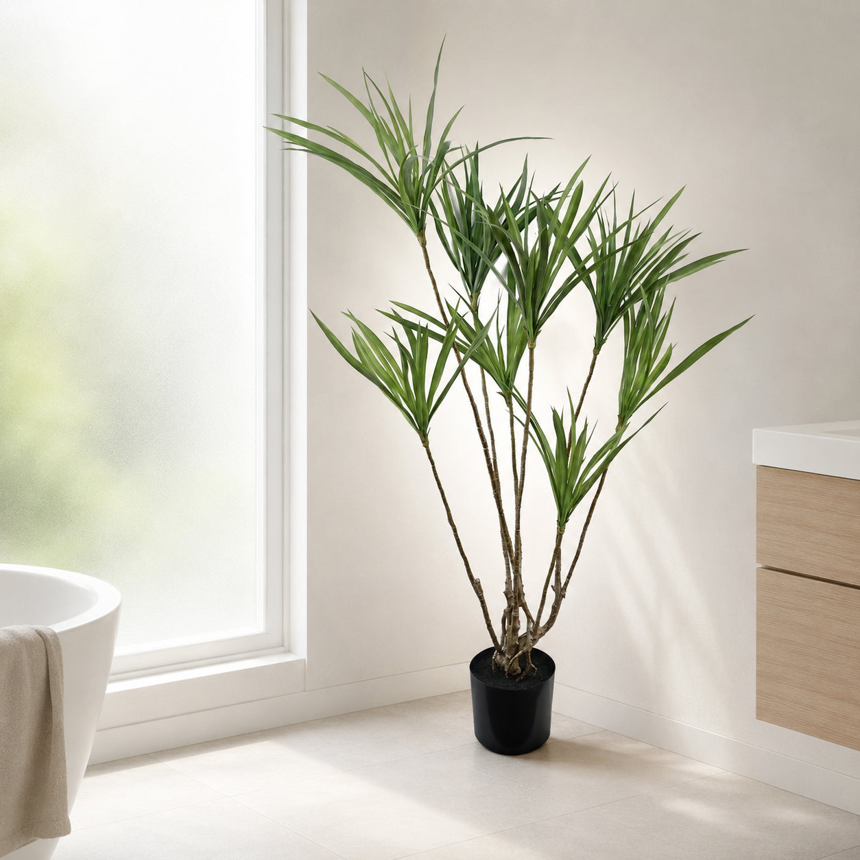 125cm Dragon Tree Dracaena Plant Natural Look Artificial