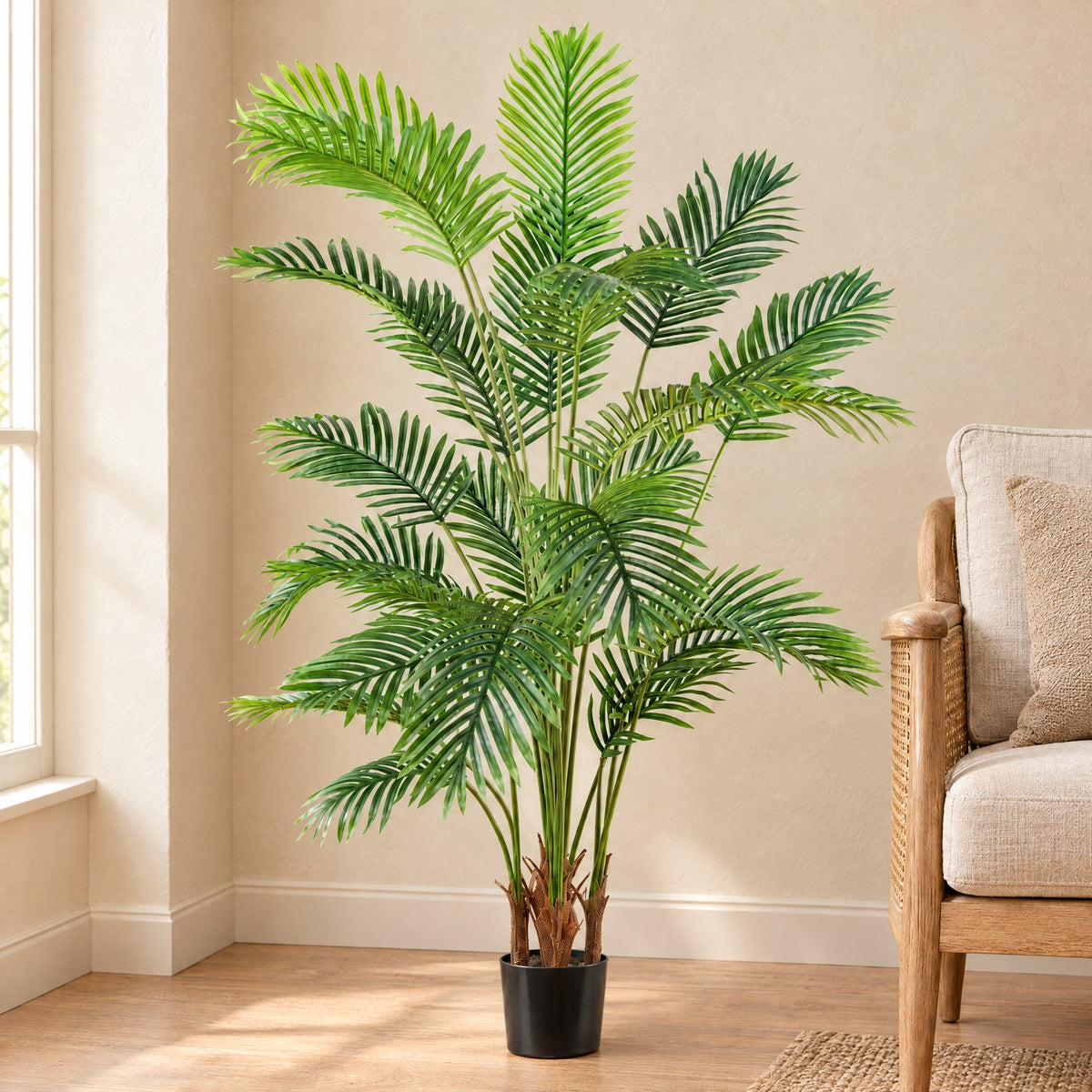 150cm Artificial Areca Palm Tree Potted in Black Pot