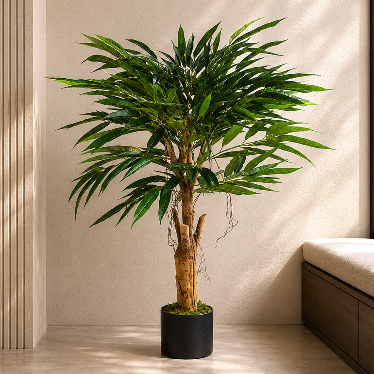 100cm Longifolia Ficus Kunstbaum mit Naturstamm