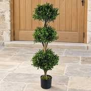 120cm Buxus Triple Ball Artificial Tree UV Resistant Outdoor Topiary
