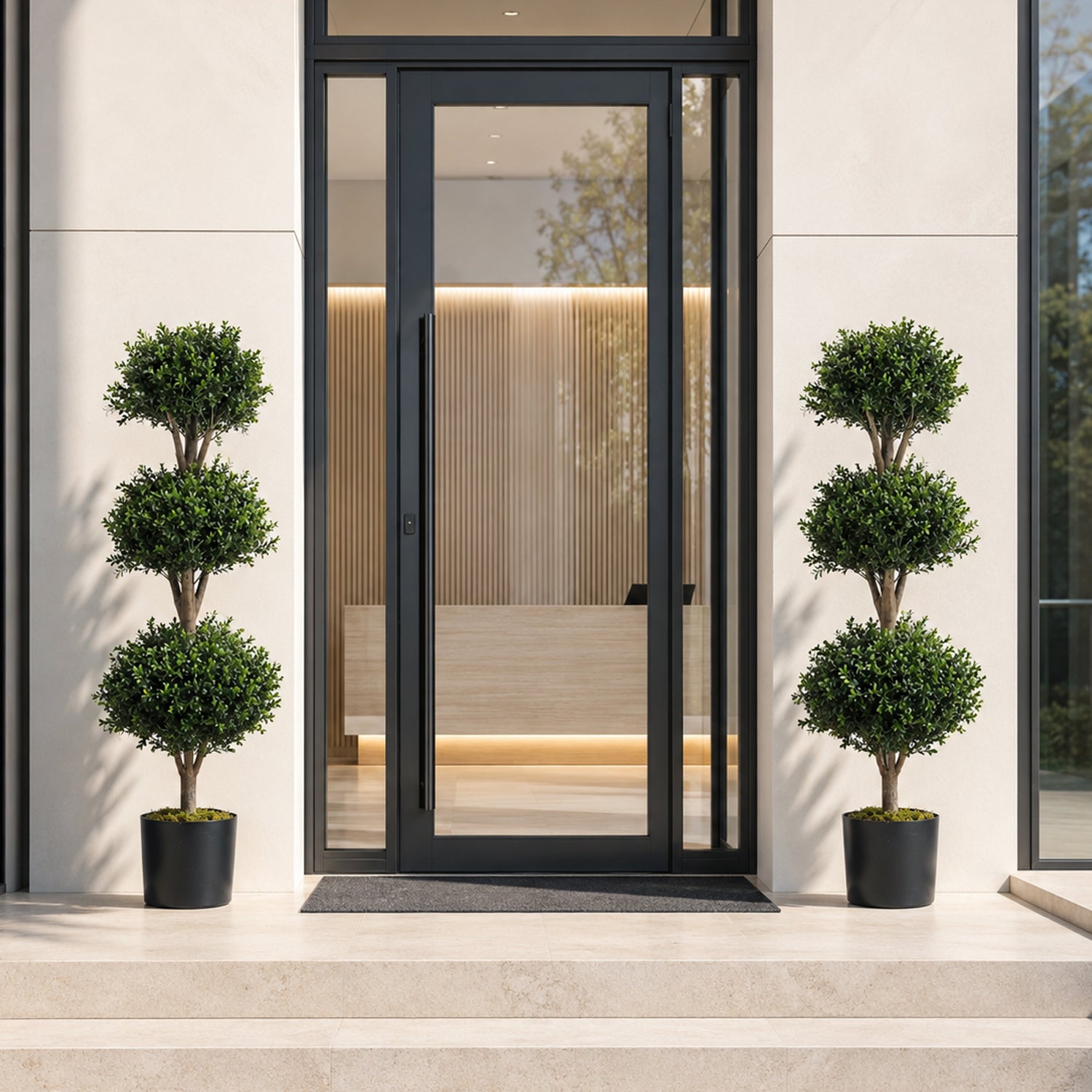 Arbre artificiel buis triple boule de 120 cm résistant aux UV, pour extérieur