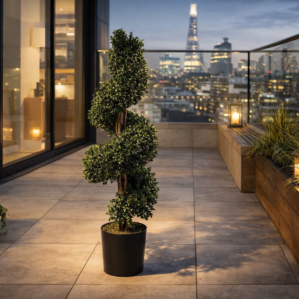 Large Spiral Buxus Artificial Topiary Tree UV Resistant Outdoor