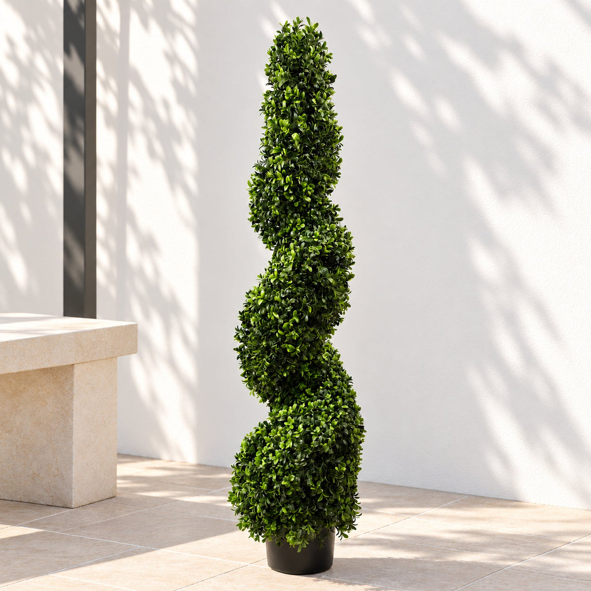120cm Spiral Buxus Artificial Tree UV Resistant Outdoor