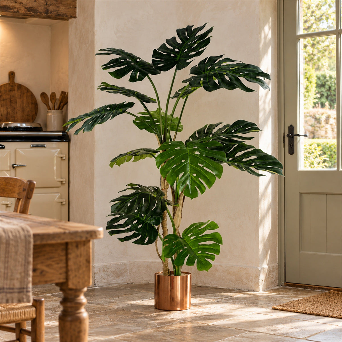 150cm (5ft) Luxury Artificial Monstera Plant Black Pot