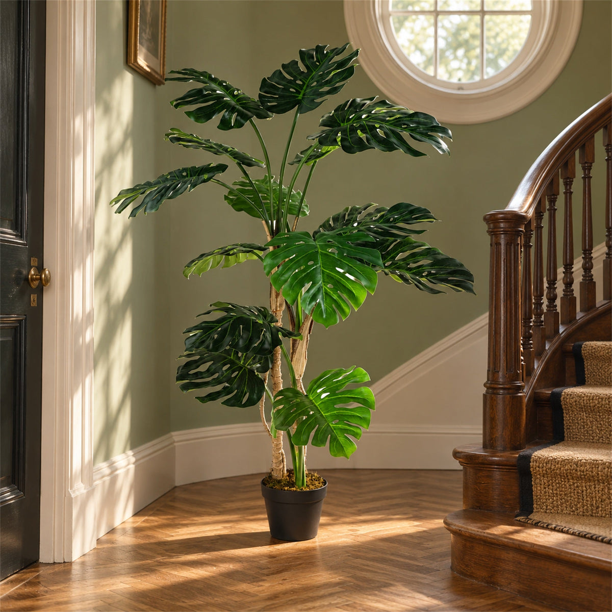 150cm (5ft) Luxury Artificial Monstera Plant Black Pot