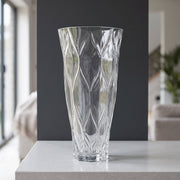 35cm Clear Chunky Ridged Glass Vase