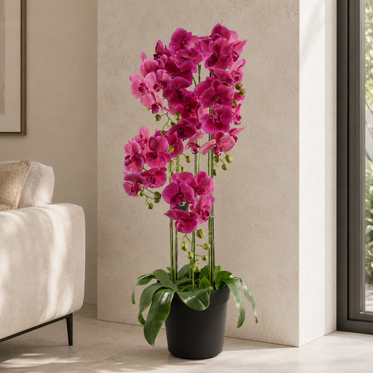 110cm große rosa Orchideenpflanze – künstlich – 41 „REAL TOUCH“-Blüten