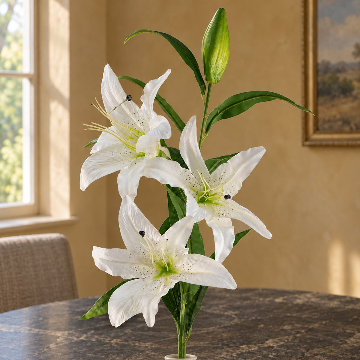 100cm Large Artificial Lily Stem with 3 Flowers