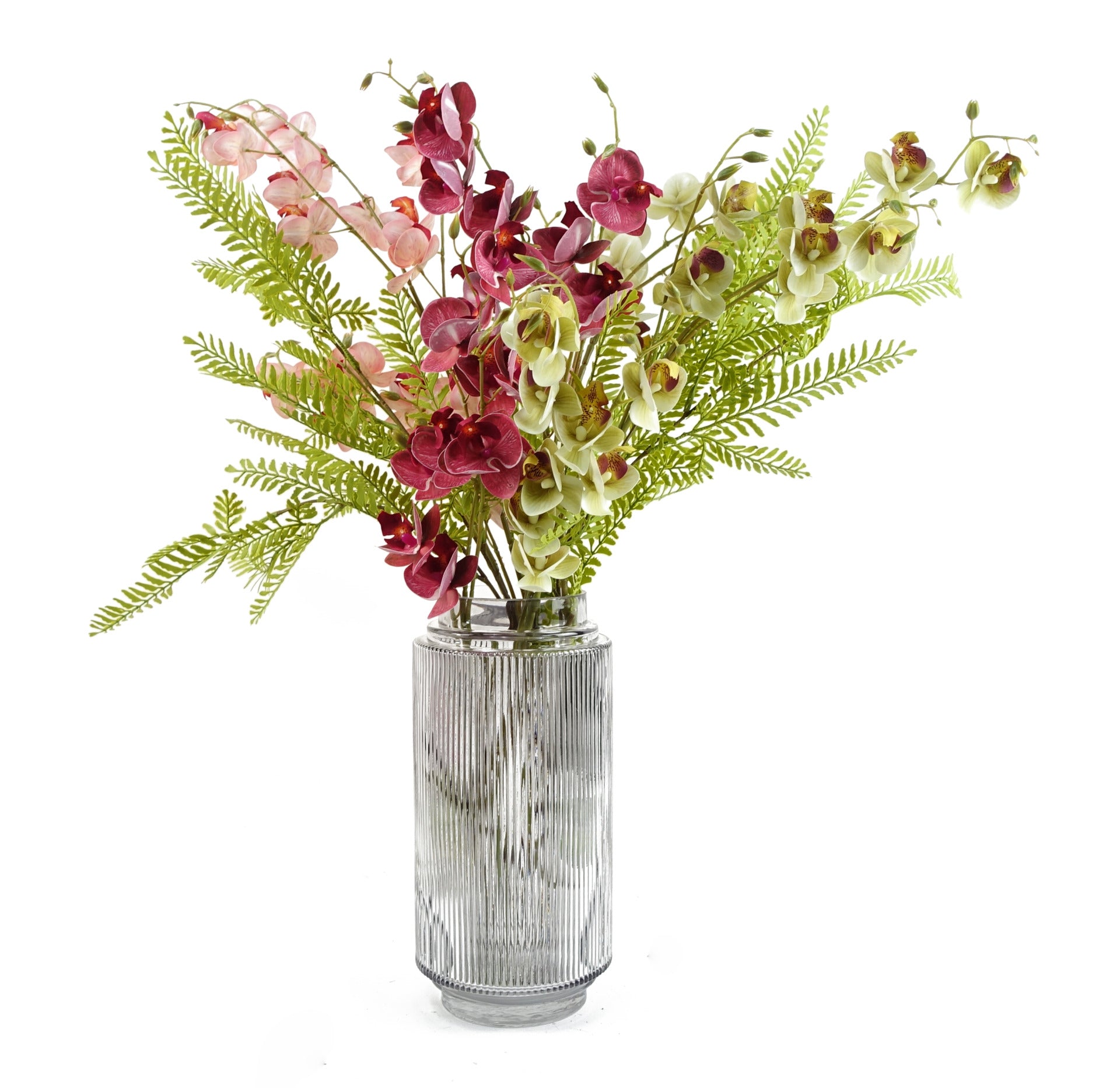31cm Clear Ridged Glass Vase