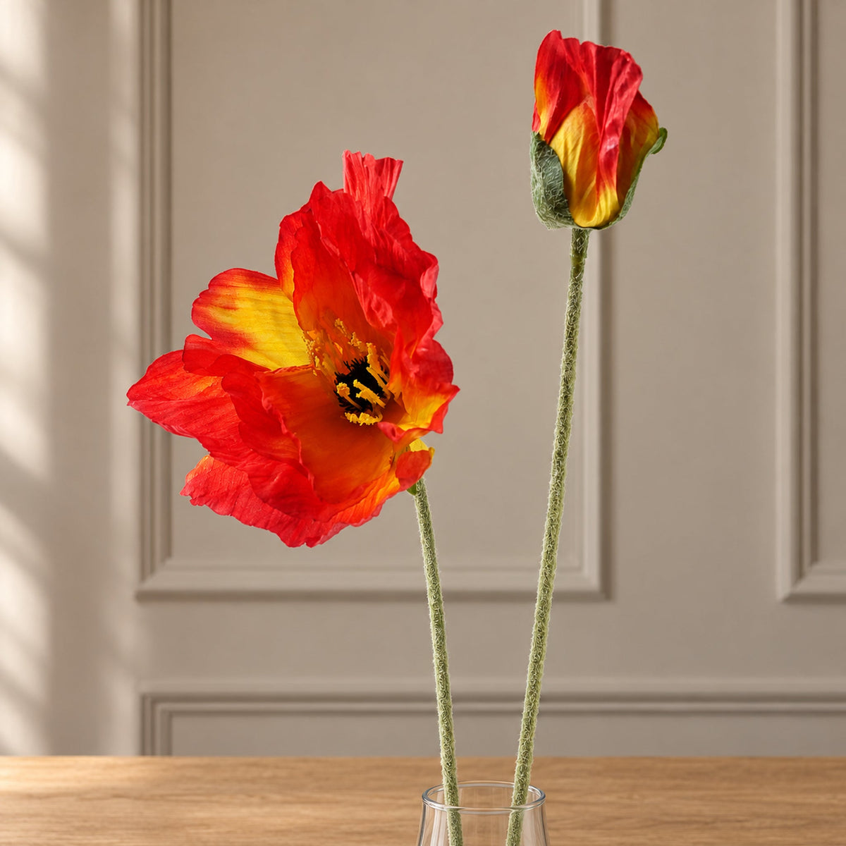 100cm Artificial Poppy Stem - 2 Flowers