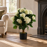 70cm Artificial White Bush Hydrangea Plant Potted