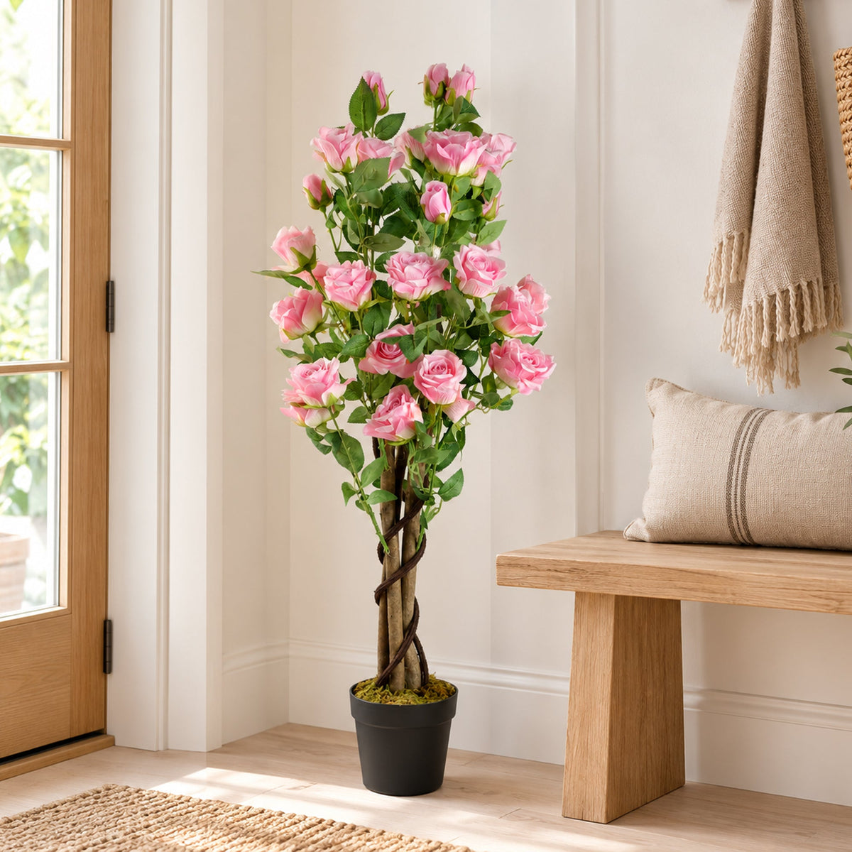 105cm Artificial Pink Rose Tree