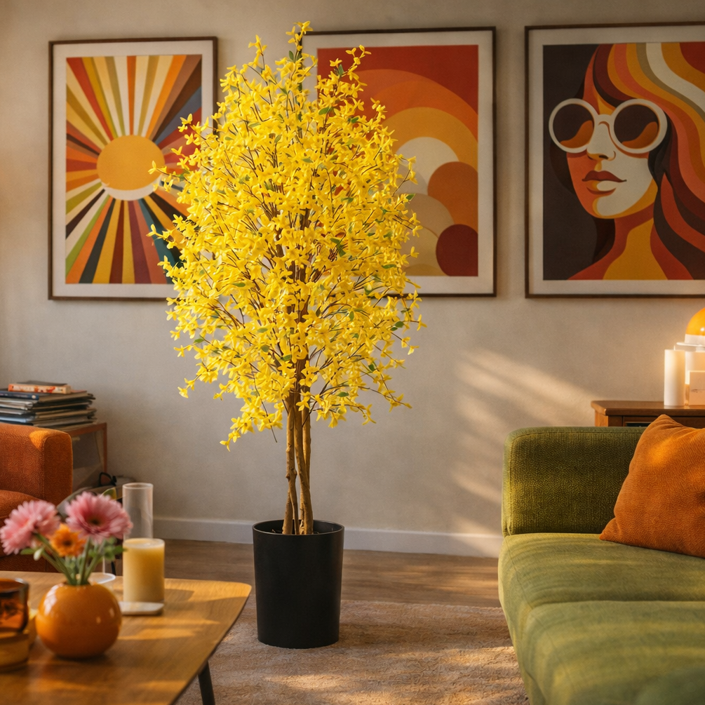 150cm Artificial Forsythia Tree Yellow Blossom