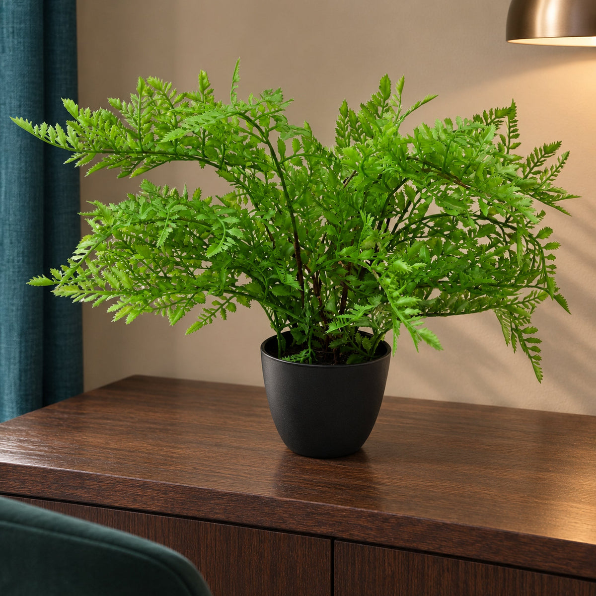 30cm Artificial Potted Southern Wood Fern Black Pot