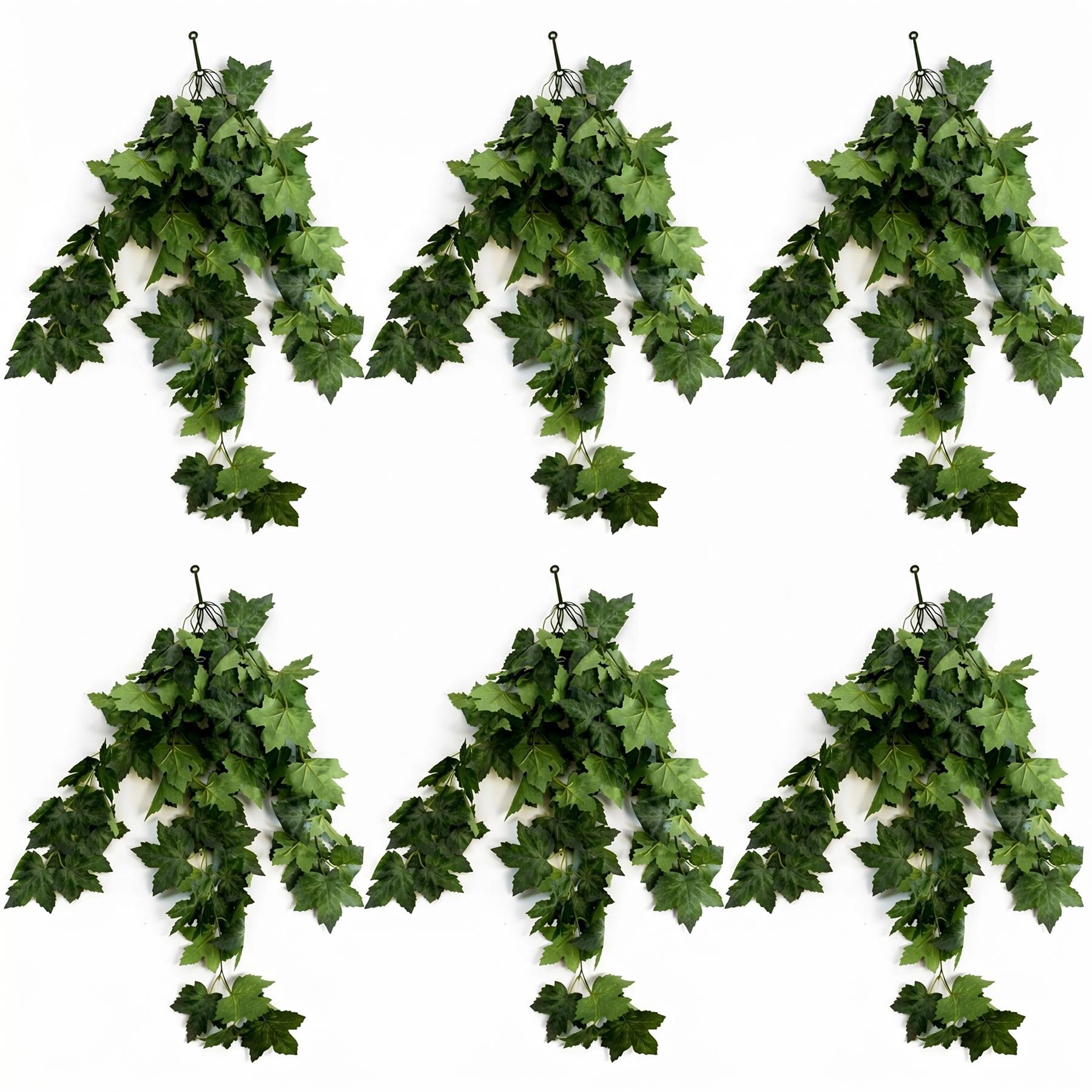 70cm Artificial Trailing Grape Ivy Plant Faux Hanging Foliage - Green - Pack of 6