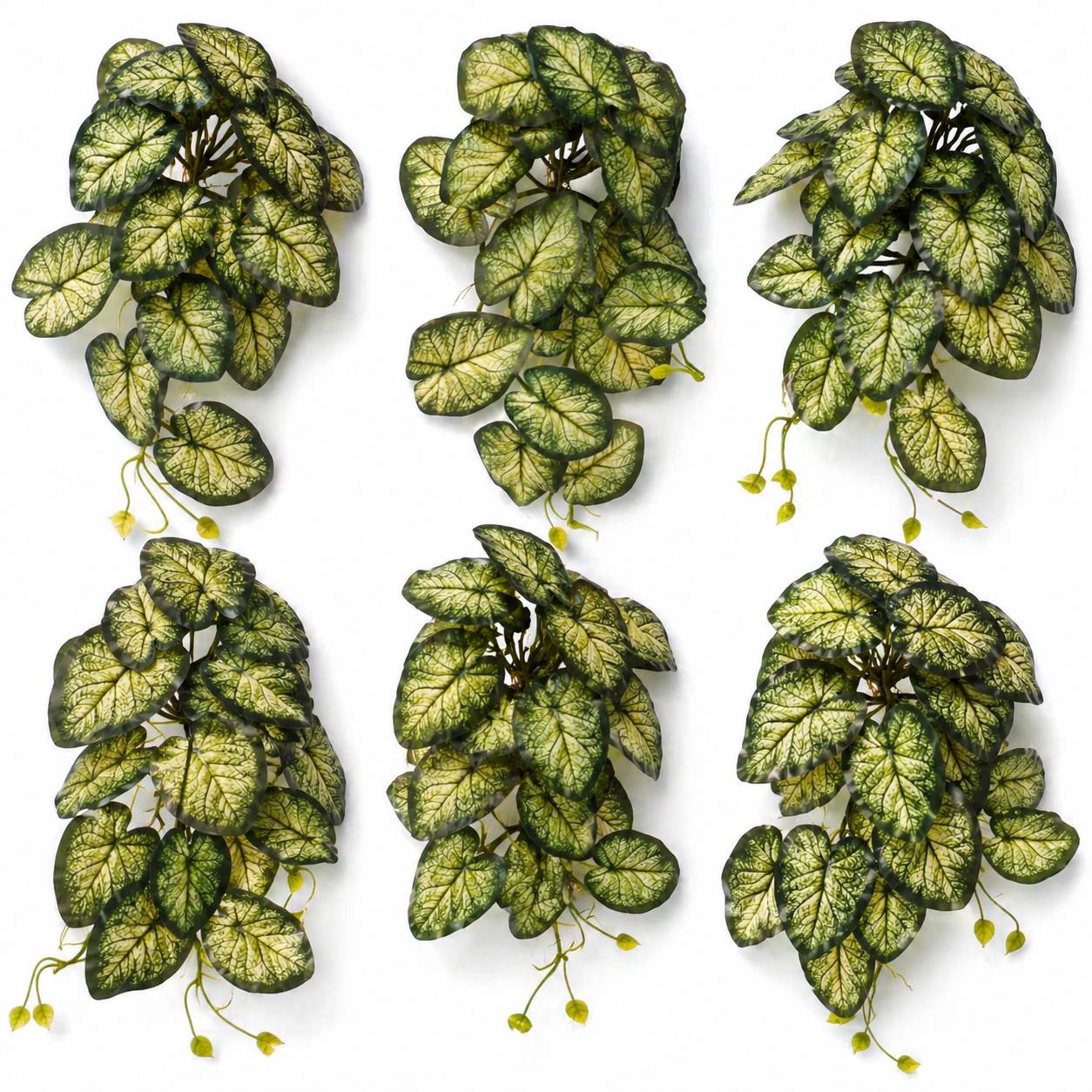 25cm Künstliche Hängende Variegierte Caladium-Rankenpflanze Dunkelgrün