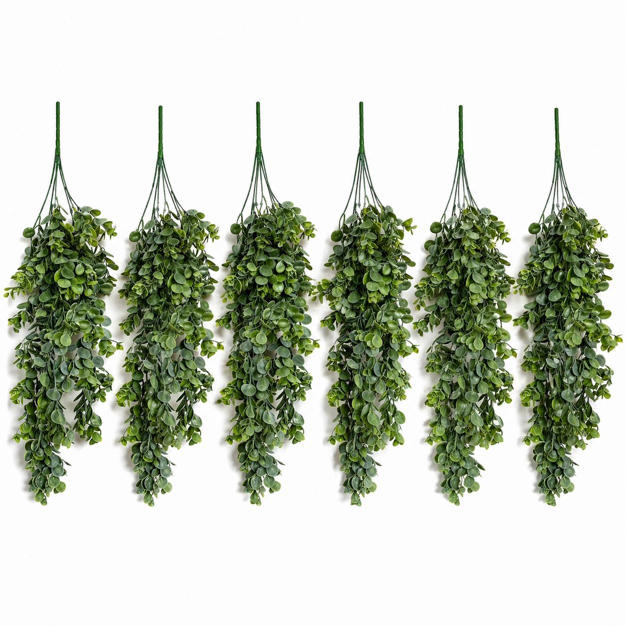 75cm Artificial Trailing Round Leaf Hanging Foliage Plant - Bright Lime Green - Pack of 6