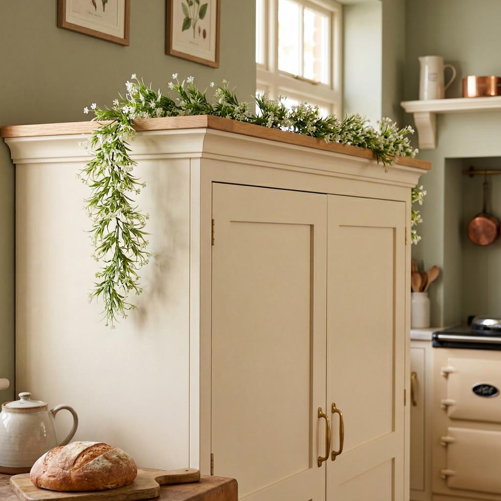 Guirlande de verdure artificielle fleurie blanche de 170 cm à suspendre pour décoration