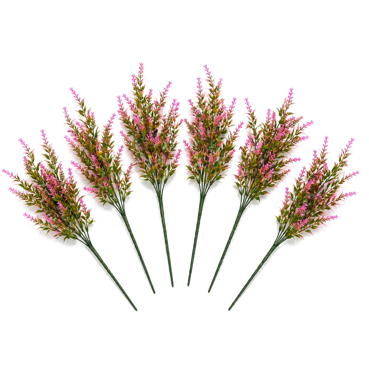 34cm Artificial Heather Stem Plant - Pink - Pack of 6