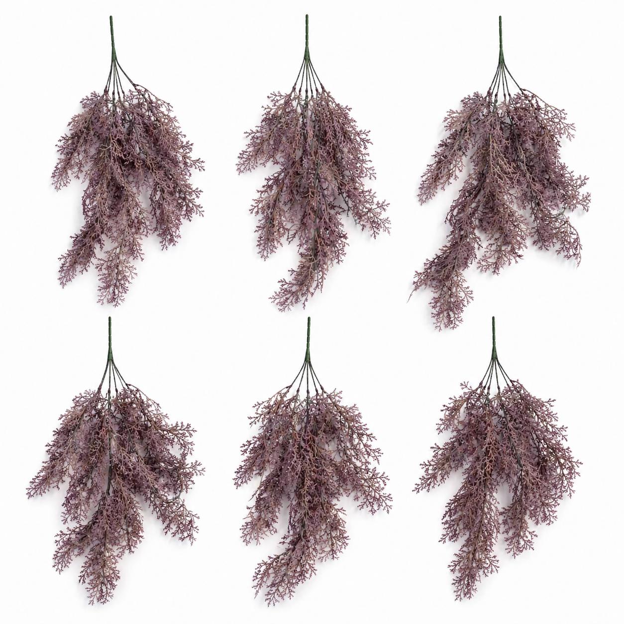 80cm Artificial Dusky Purple Coral Fern Trailing Plant Decorative Hanging Foliage - Pack of 6