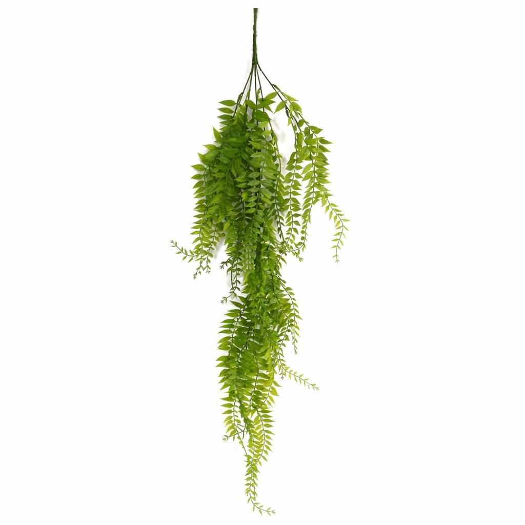 Plante suspendue artificielle de 100 cm à feuilles vertes, fougère tombante avec tiges supérieures armées