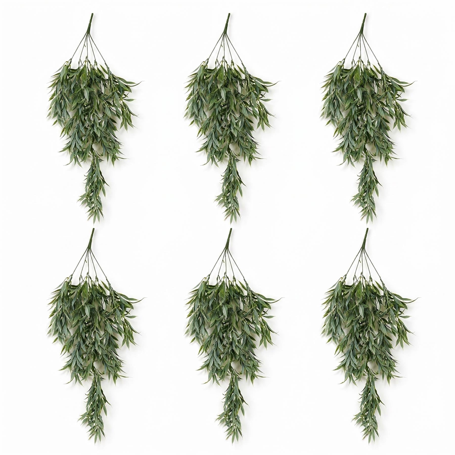 80cm künstliche italienische Ruscus-Hängepflanze mit realistischen Blättern – Salbeigrün