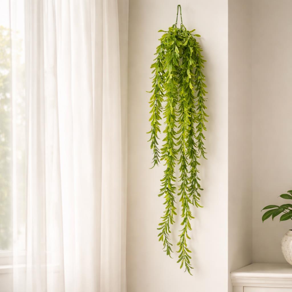 Plante artificielle suspendue style fougère tombante, 80 cm, fausse plante verte à suspendre