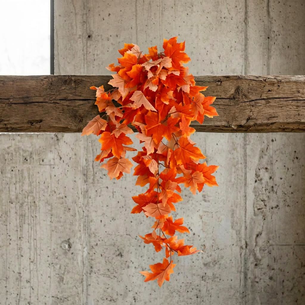70cm Artificial Trailing Grape Ivy Plant Faux Hanging Foliage - Orange