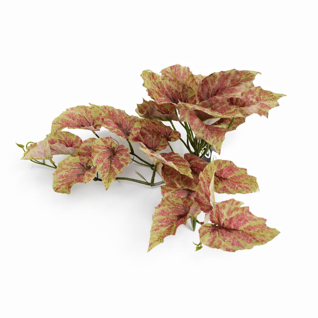 Caladium artificiel retombant rose et vert – 30 cm